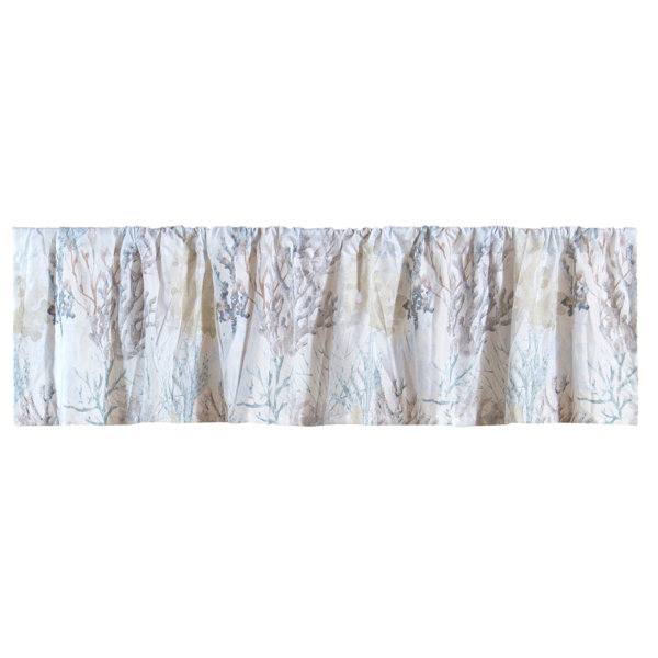 Winston Porter Kaijah Ruffled 84'' Window Valance in White/Beige Wayfair